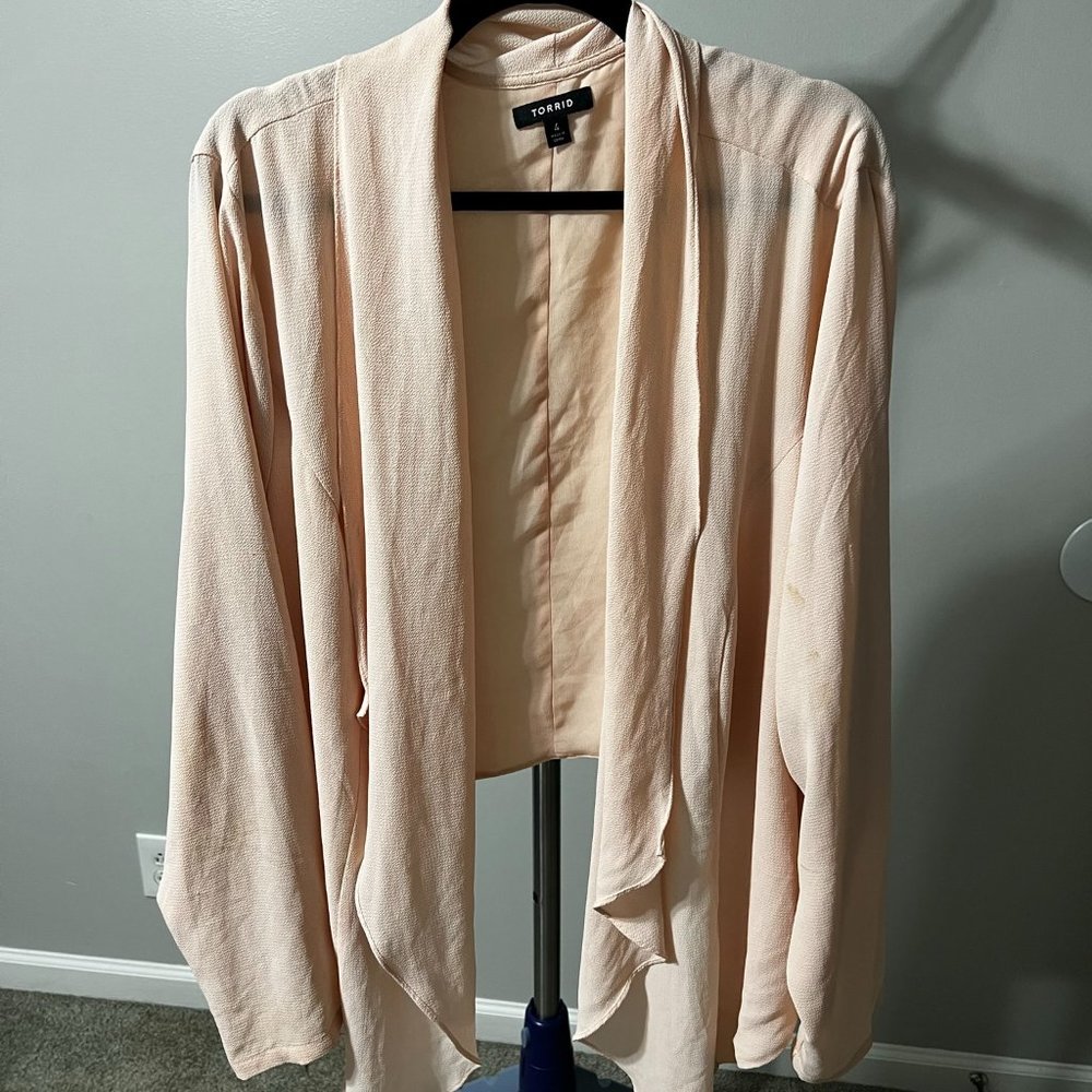 Torrid Peach Chiffon Drape Front Cardigan size 4x